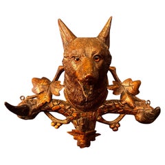 19th Century Black Forest English Victorian Style Fox Hat/Whip Holder