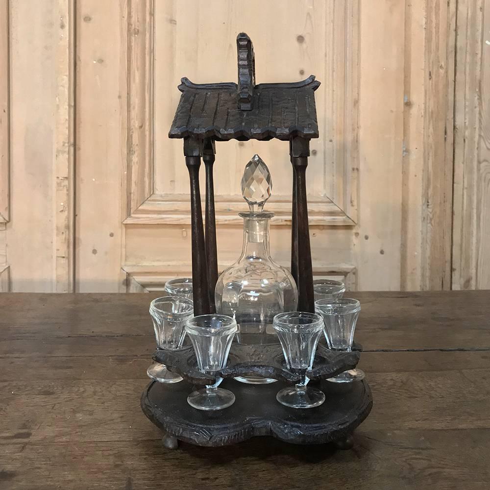 19th Century Black Forest Hand-Carved French Liqueur Stand For Sale 6