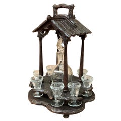 19th Century Black Forest Hand-Carved French Liqueur Stand