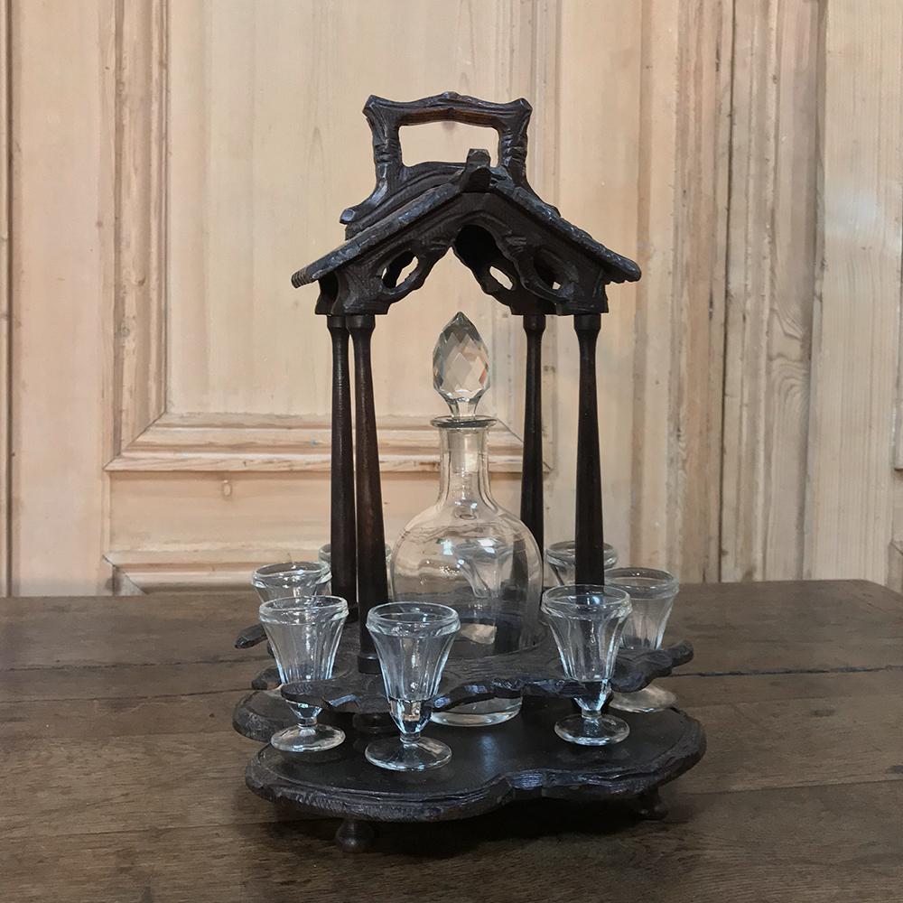 19th Century Black Forest Hand-Carved French Liqueur Stand In Good Condition For Sale In Dallas, TX