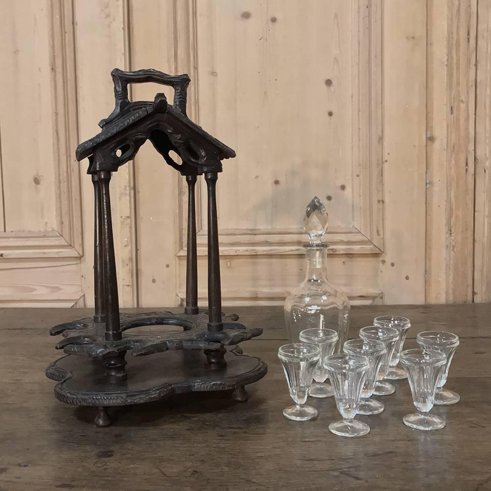 19th Century Black Forest Hand-Carved French Liqueur Stand For Sale 1
