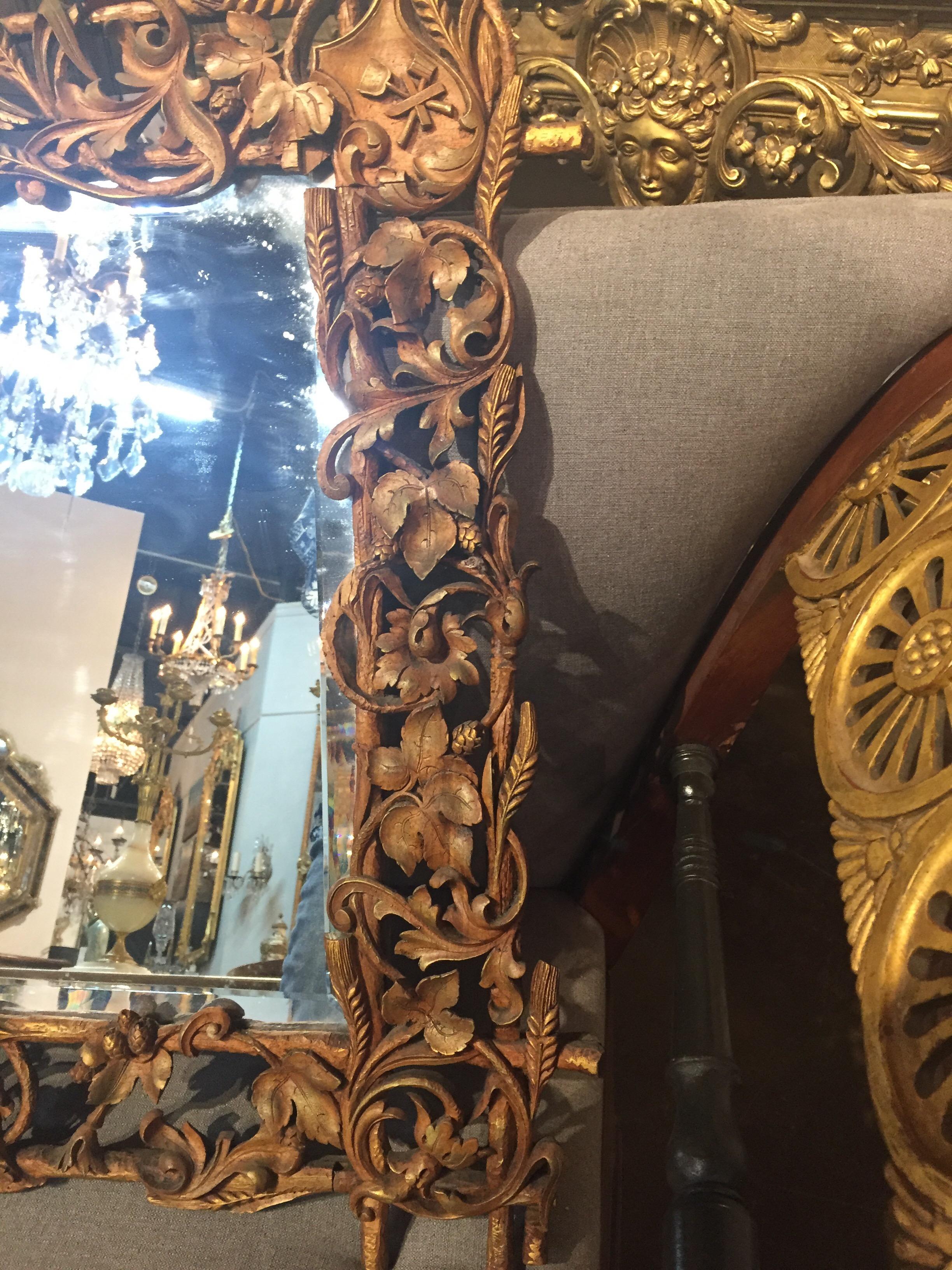 19th Century Black Forest Hand Carved Mirror In Good Condition In Dallas, TX