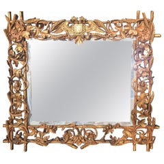 19th Century Black Forest Hand Carved Mirror