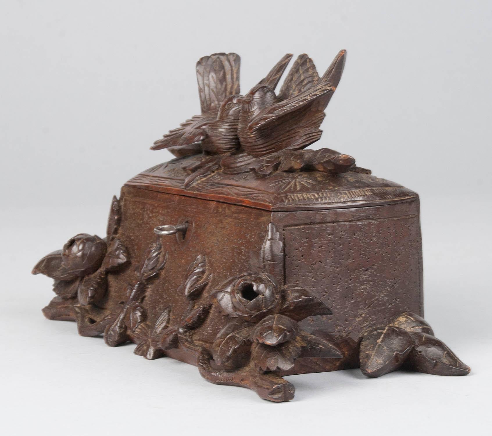 19th Century Black Forest Jewelry Box Carved Chestnut 5