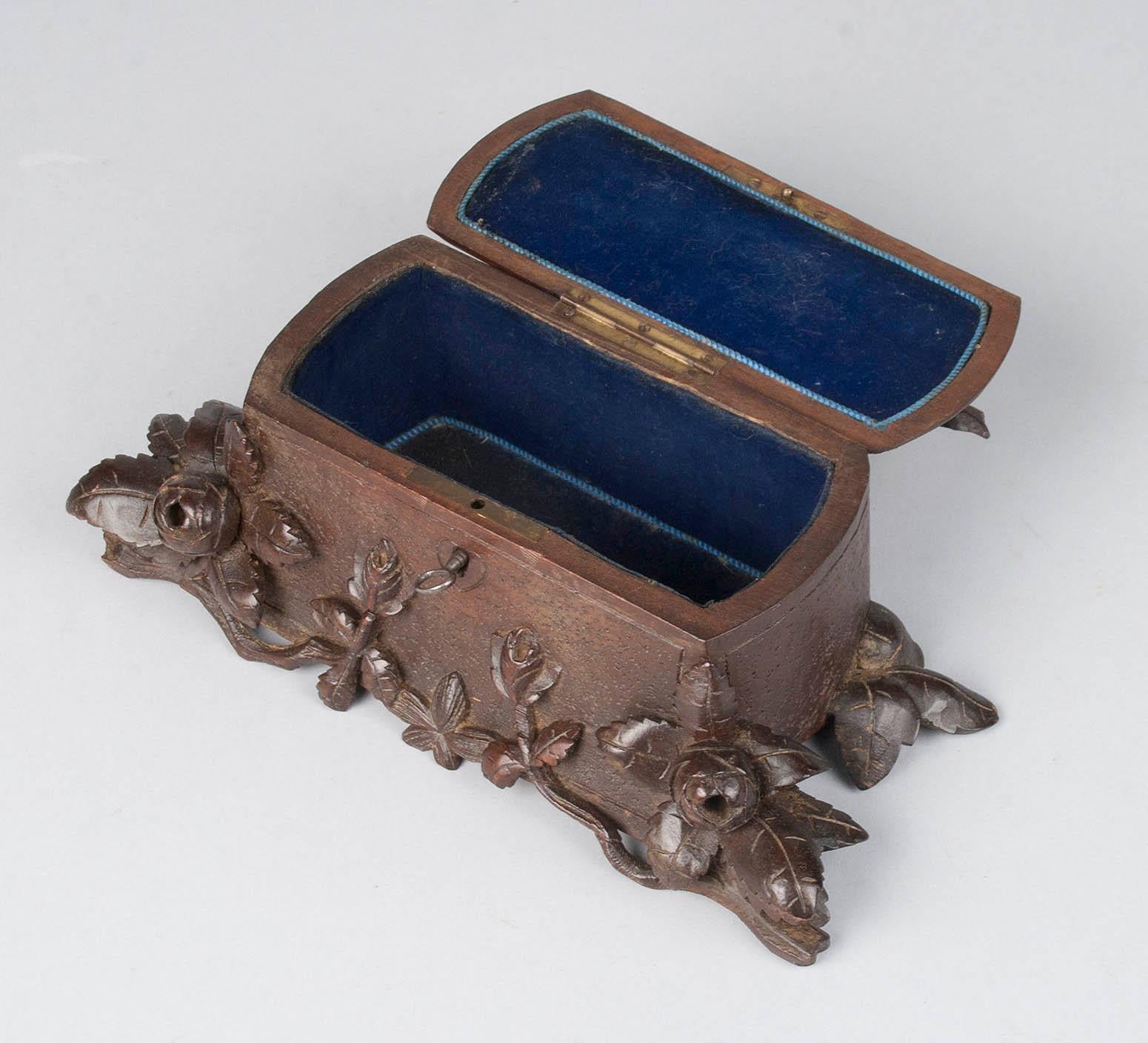 19th Century Black Forest Jewelry Box Carved Chestnut 6