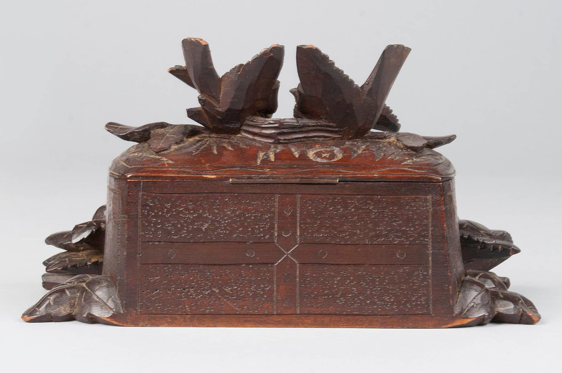 19th Century Black Forest Jewelry Box Carved Chestnut 8