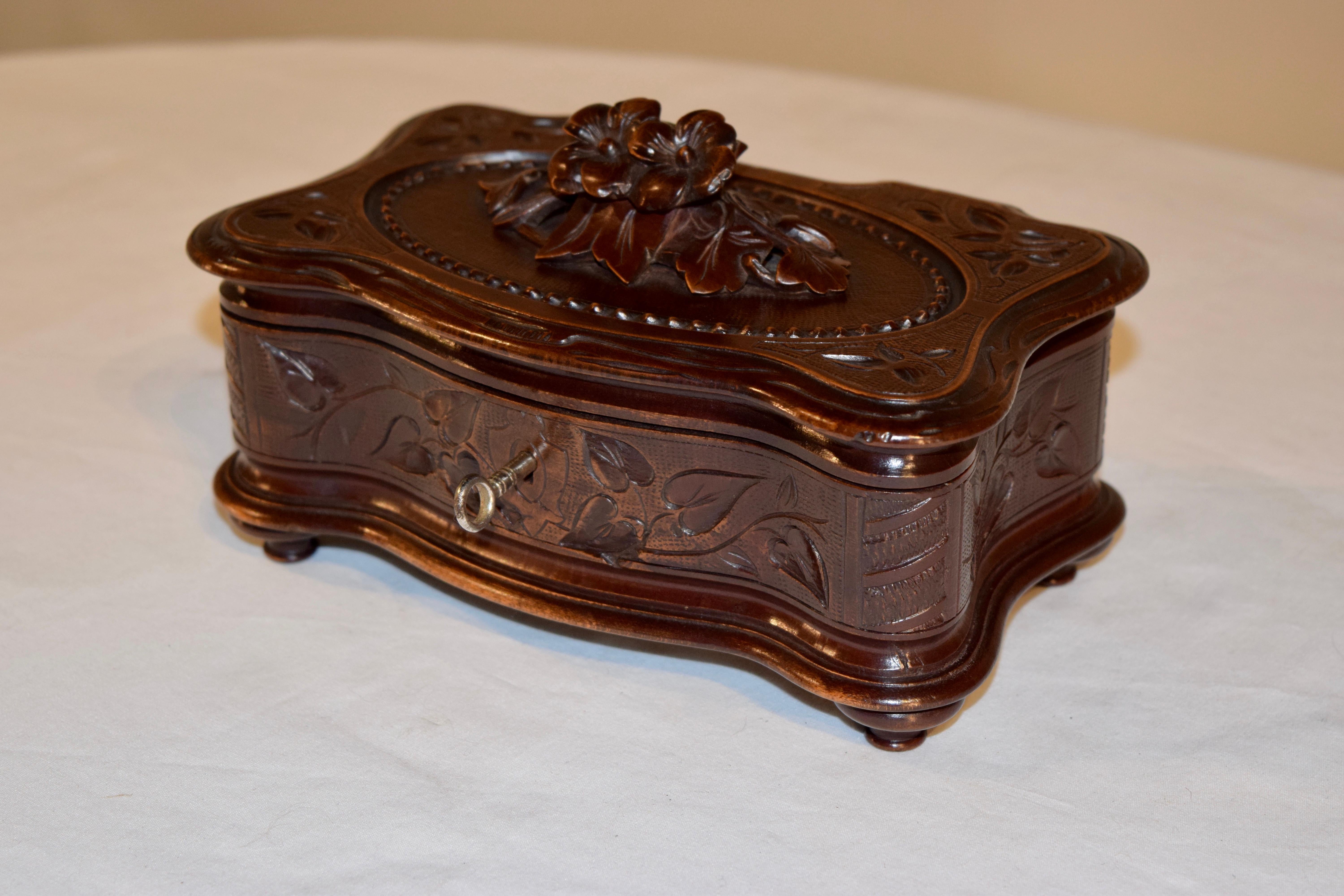 Hand-Carved 19th Century Black Forest Jewelry Box