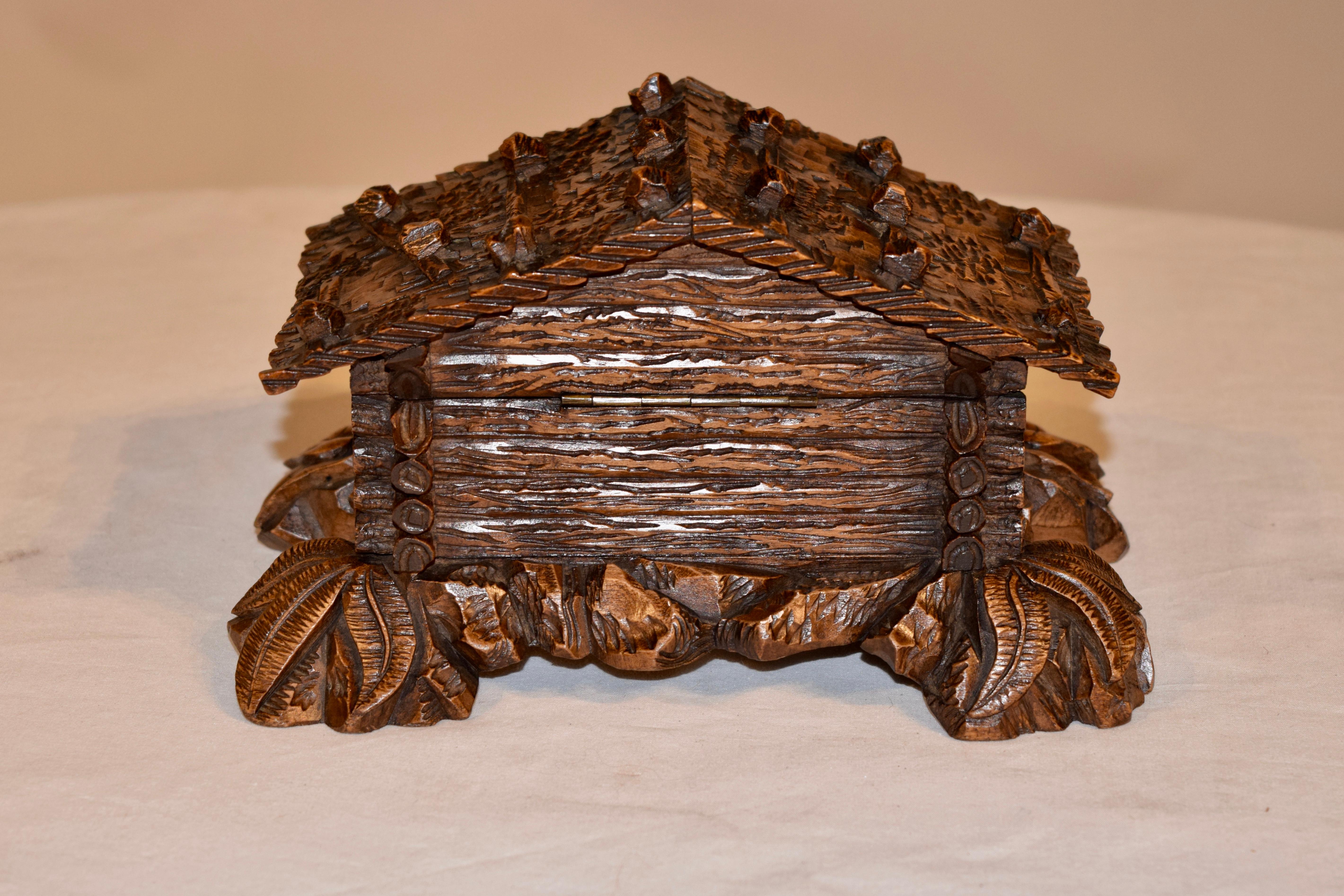 Hand-Carved 19th Century Black Forest Jewelry Box