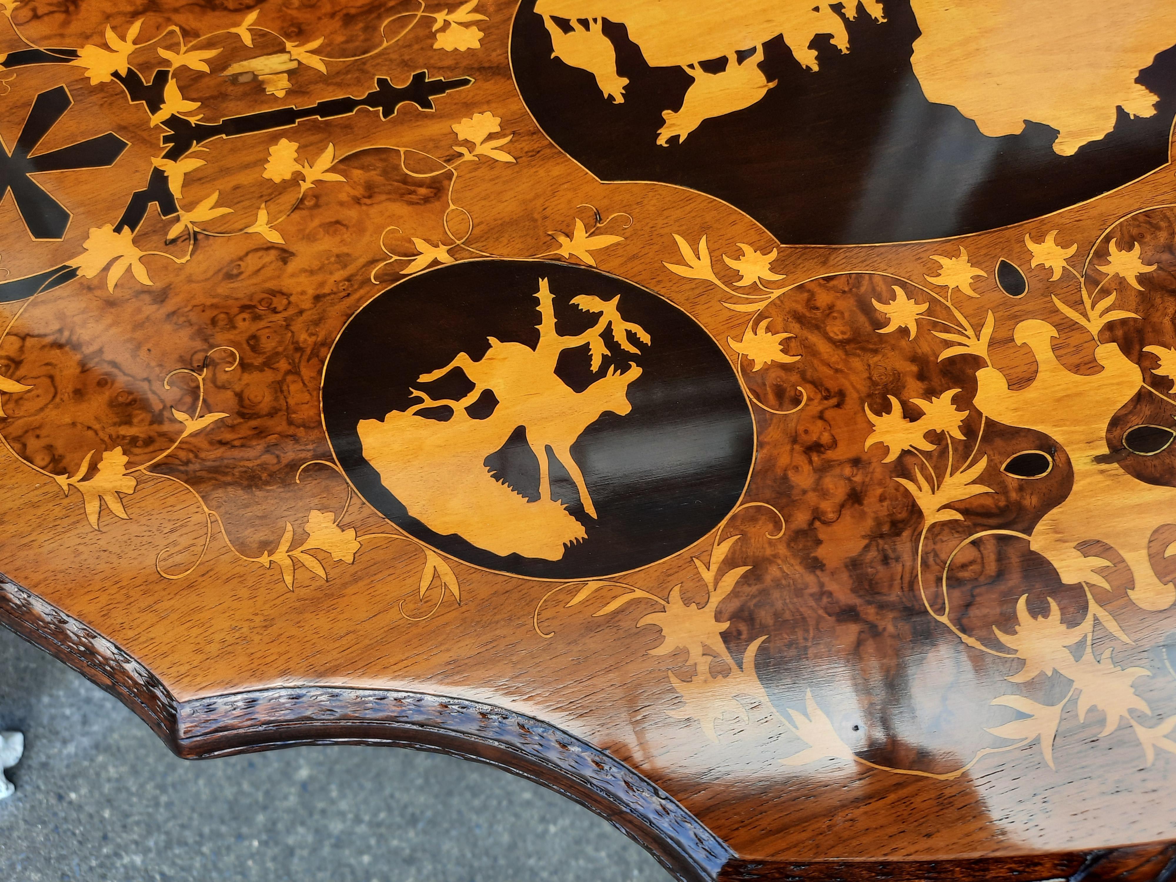 19th Century Black Forest Linden and Marquetry Inlaid Occasional Table For Sale 2