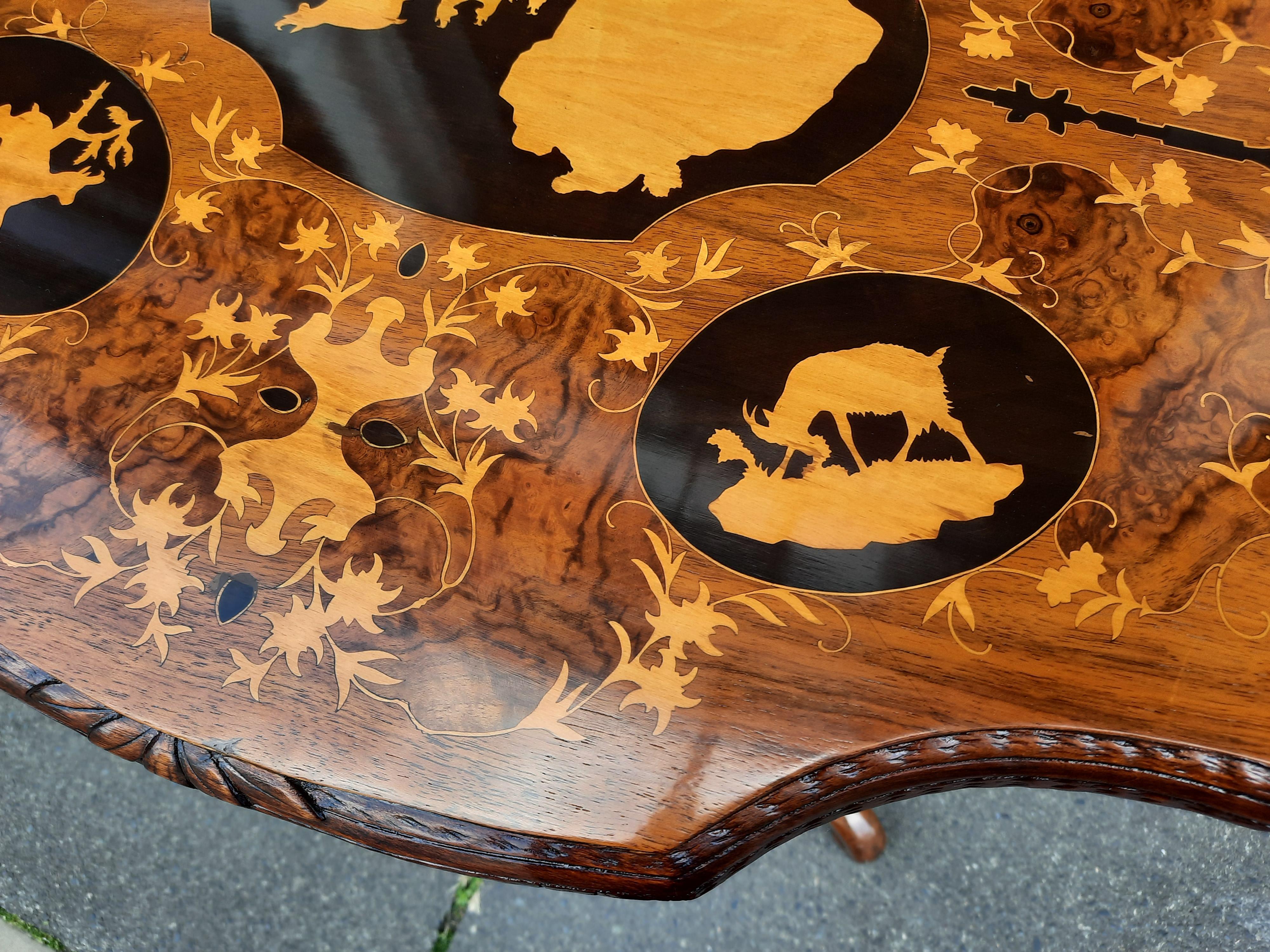19th Century Black Forest Linden and Marquetry Inlaid Occasional Table For Sale 3