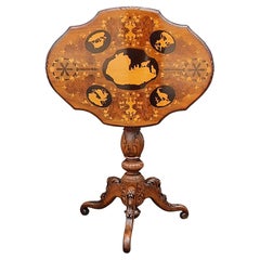 Table d'appoint en tilleul et marqueterie du XIXe siècle, Black Forest