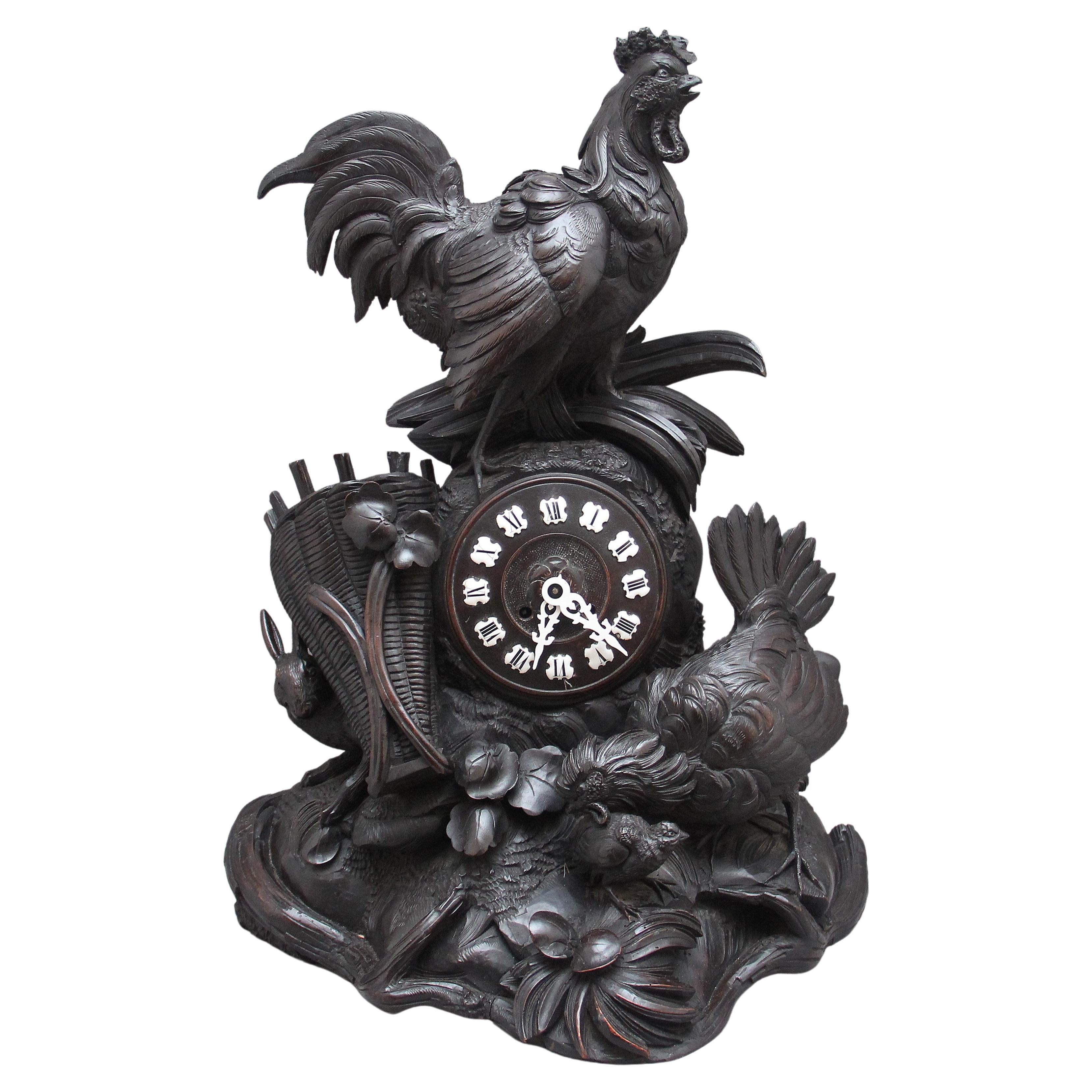 Horloge de cheminée du 19ème siècle Black Forest