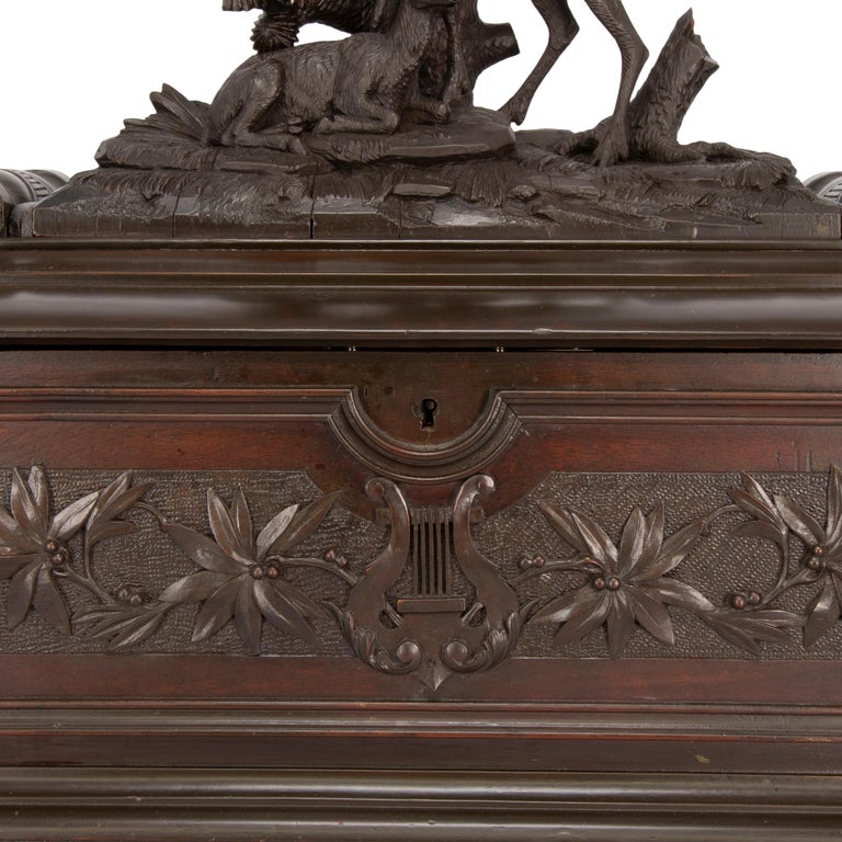 Hand-Carved 19th Century Black Forest Music Box For Sale