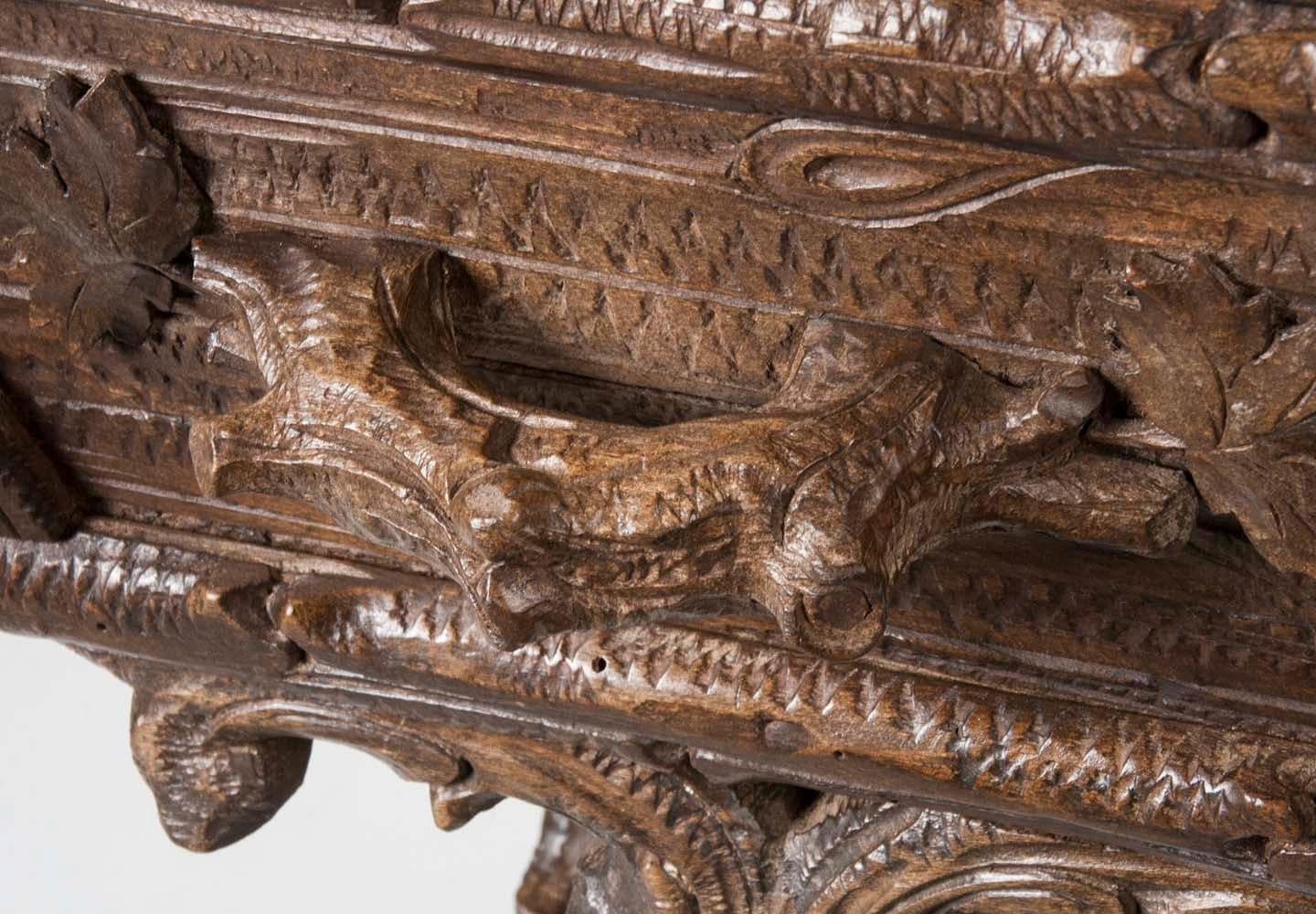 19th Century Black Forest Plant Stand, Jardinière Carved Chestnut Wood 7