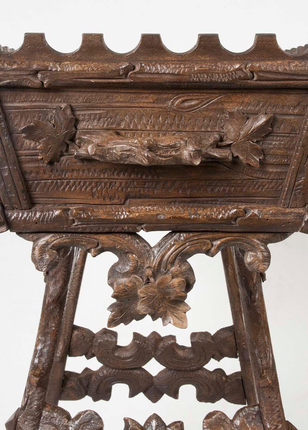 19th Century Black Forest Plant Stand, Jardinière Carved Chestnut Wood 8