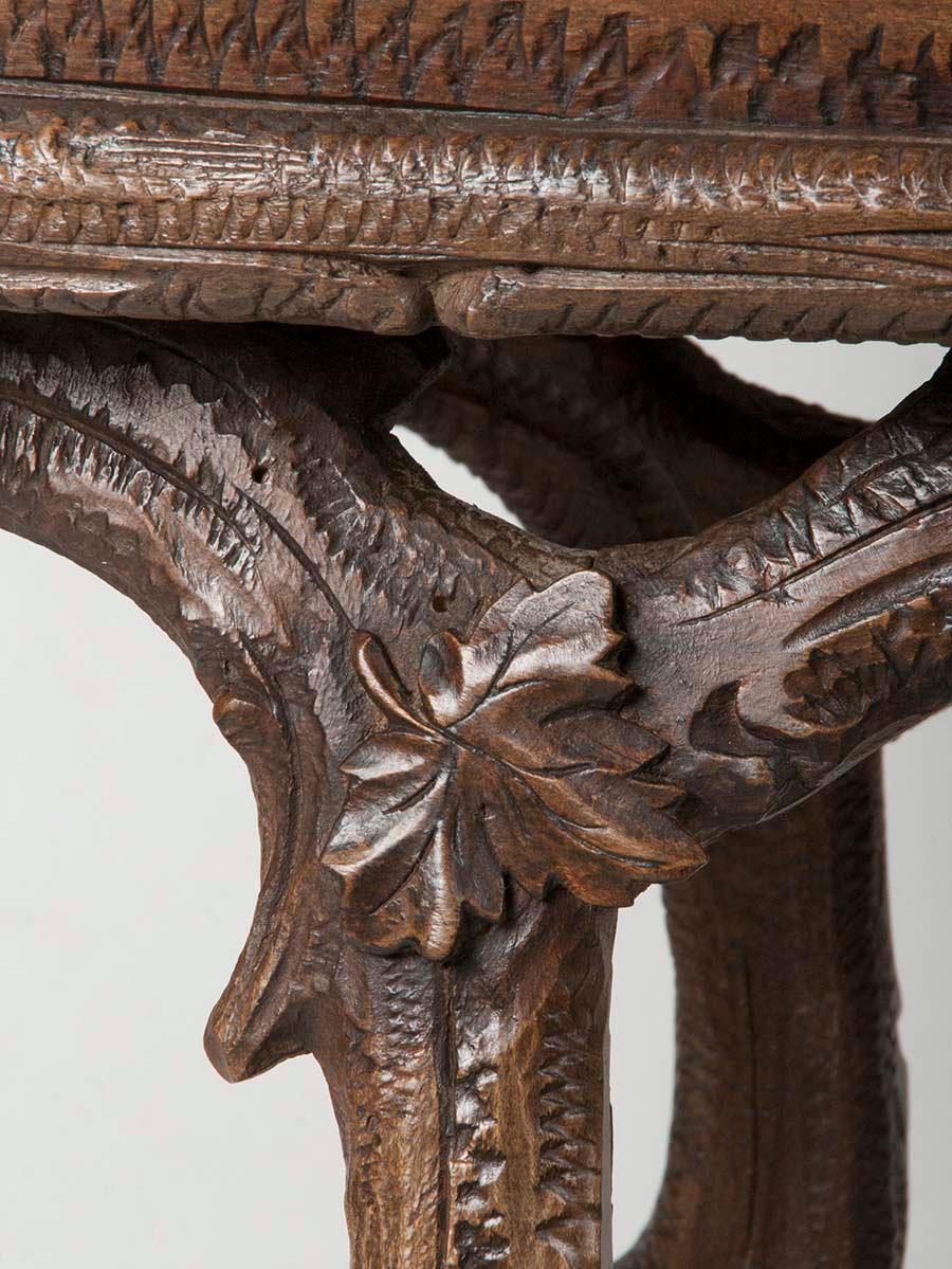 19th Century Black Forest Plant Stand, Jardinière Carved Chestnut Wood 13