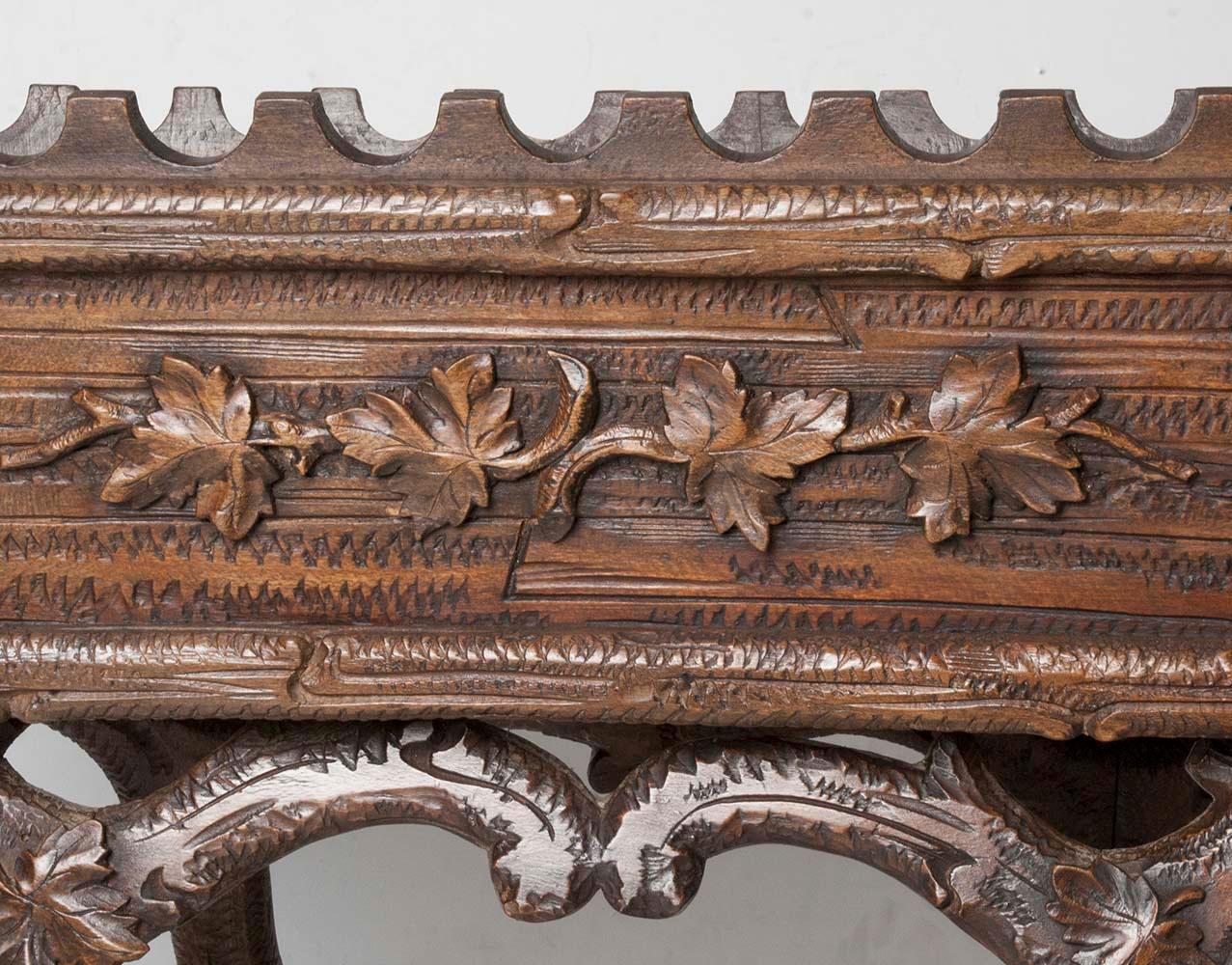 19th Century Black Forest Plant Stand, Jardinière Carved Chestnut Wood 4