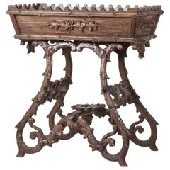 Antique 19th Century Black Forest Plant Stand, Jardinière Carved Chestnut Wood