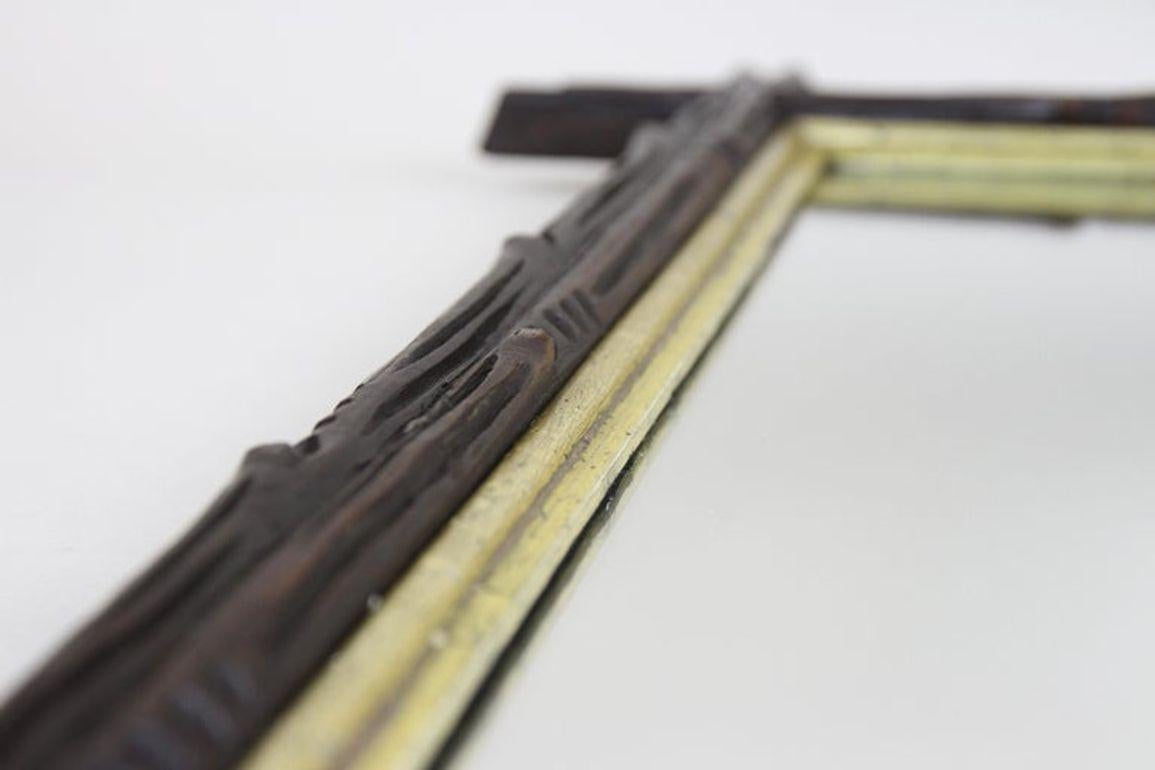 Miroir rustique Black Forest du 19e siècle, barreaux dorés - sculpté à la main, AT vers 1880 en vente 8