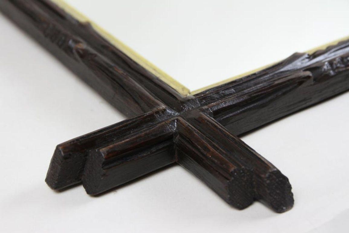 Miroir rustique Black Forest du 19e siècle, barreaux dorés - sculpté à la main, AT vers 1880 en vente 9