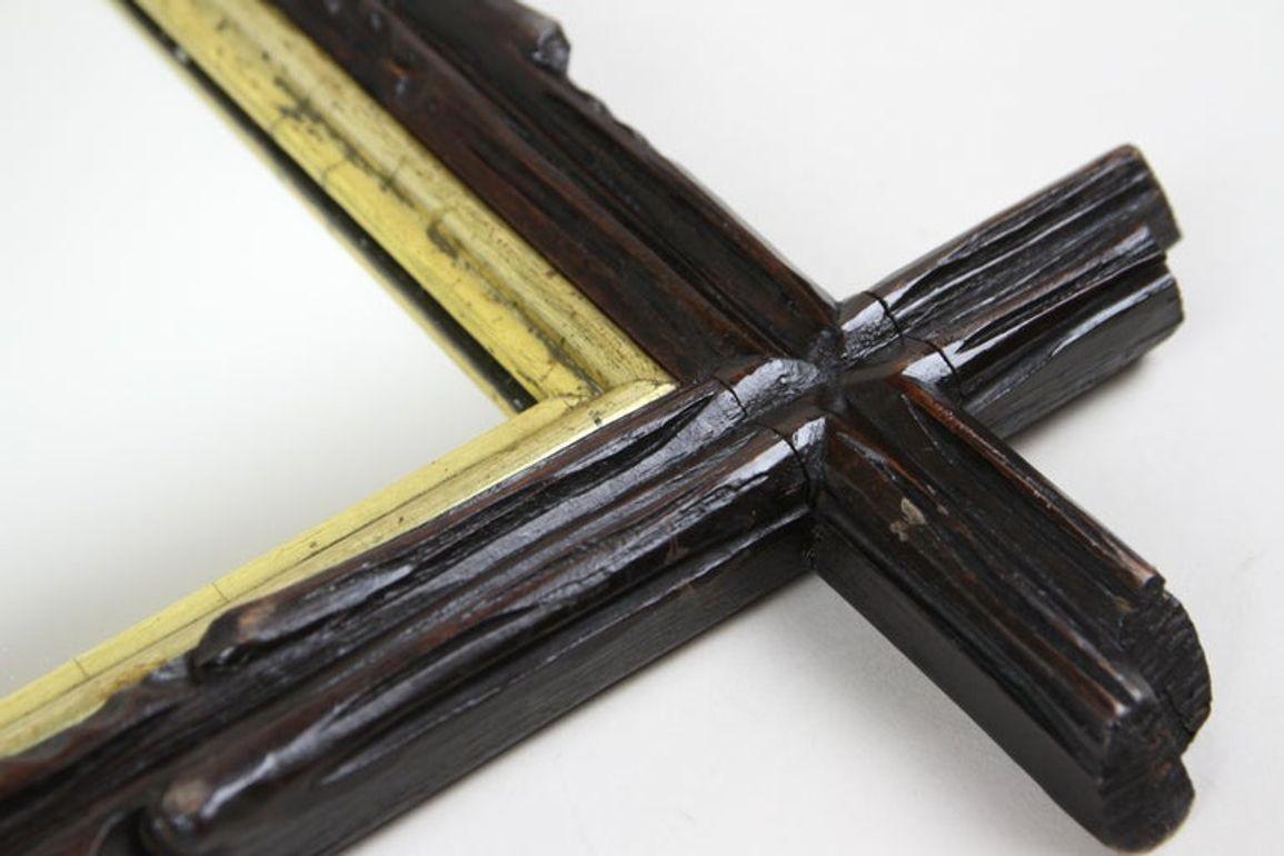 Miroir rustique Black Forest du 19e siècle, barreaux dorés - sculpté à la main, AT vers 1880 en vente 10