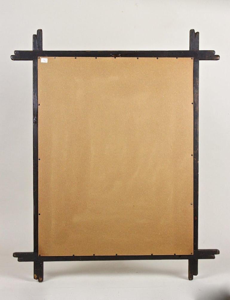 Miroir rustique Black Forest du 19e siècle, barreaux dorés - sculpté à la main, AT vers 1880 en vente 12