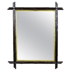 Espejo Rústico Black Forest Siglo XIX, Barras Doradas - Tallado a Mano, AT ca. 1880
