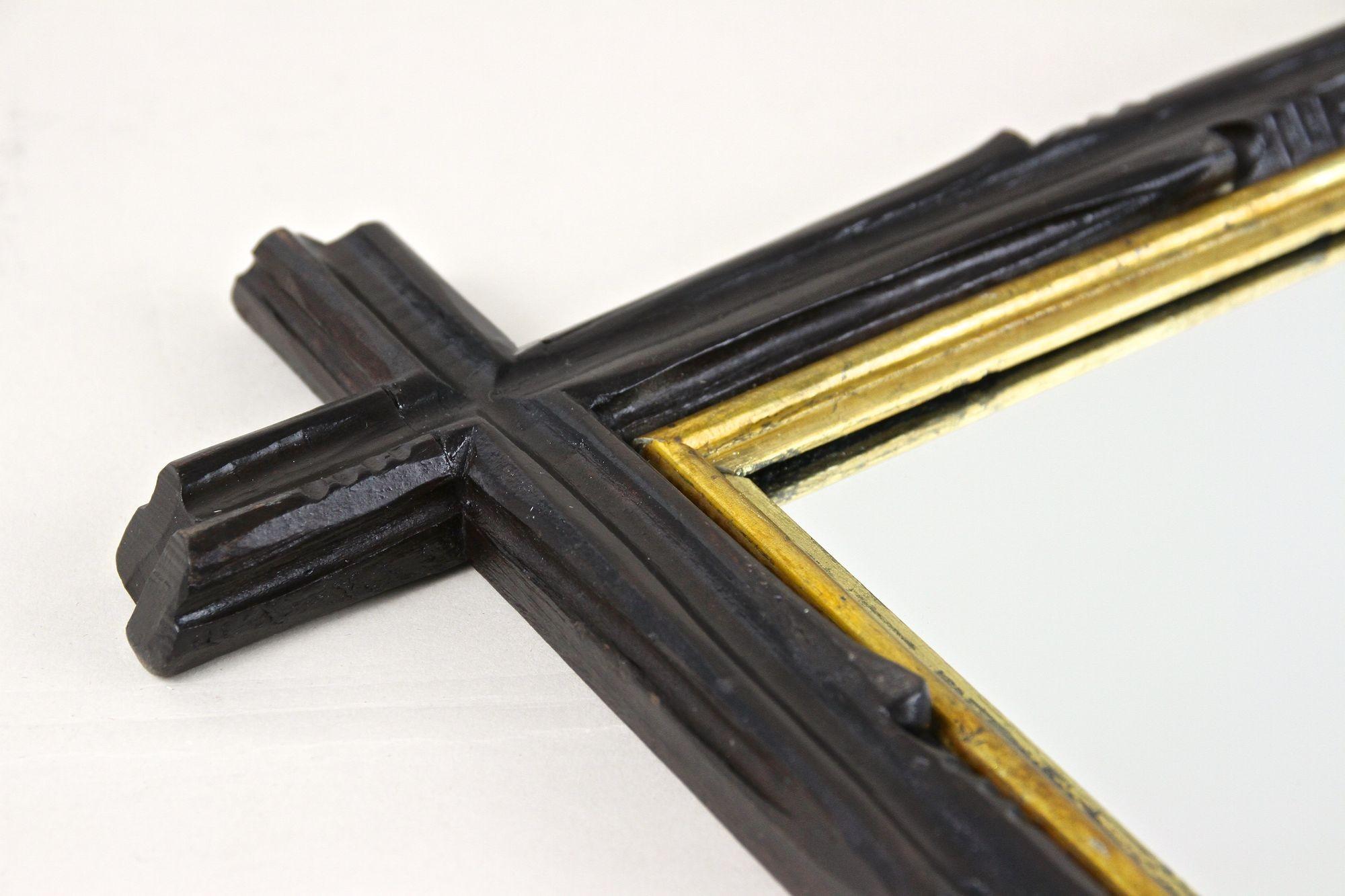 Specchio rustico Black Forest del XIX secolo, intagliato a mano, Germania, 1870 ca. in vendita 11