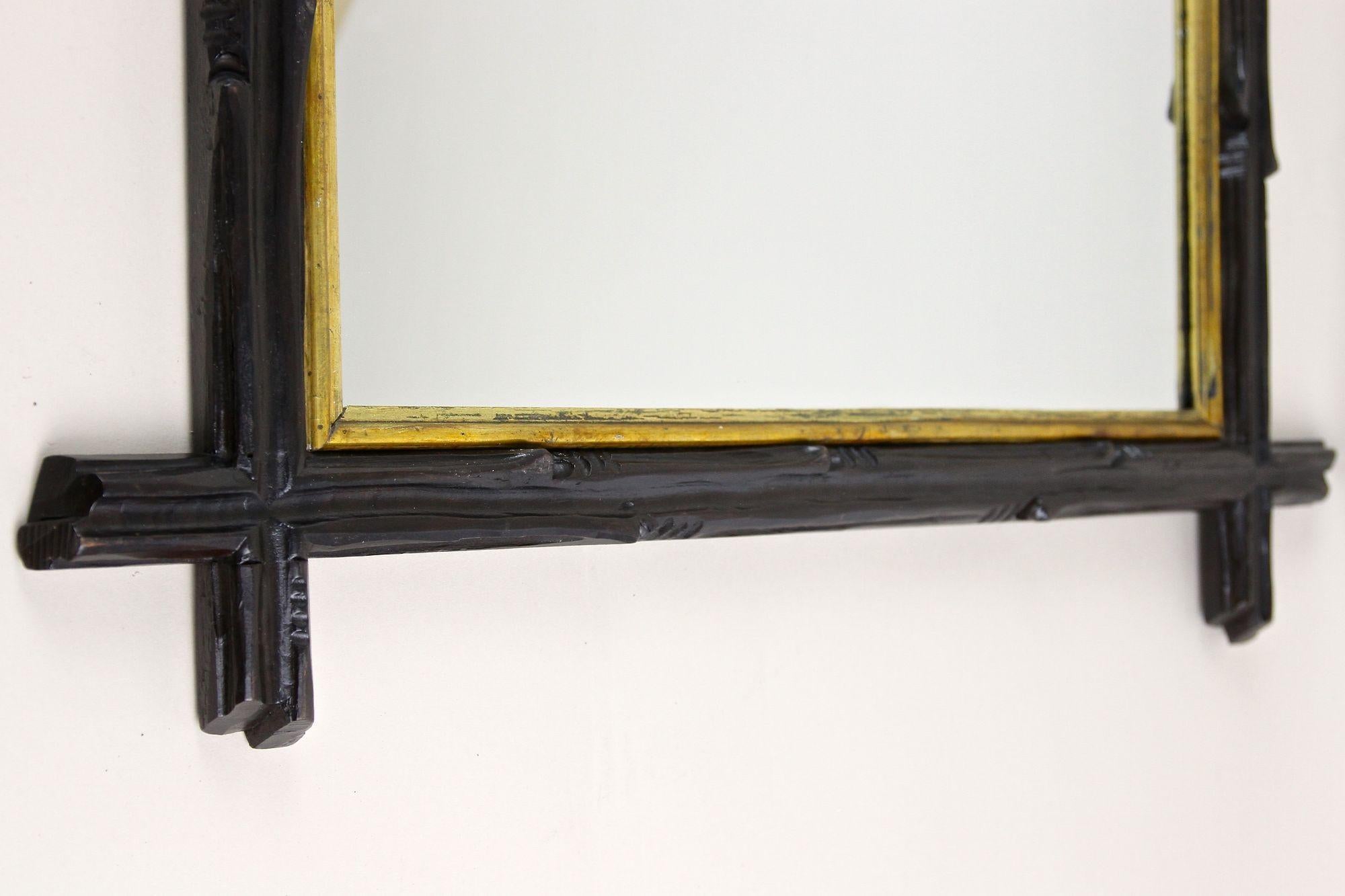 Specchio rustico Black Forest del XIX secolo, intagliato a mano, Germania, 1870 ca. in vendita 3