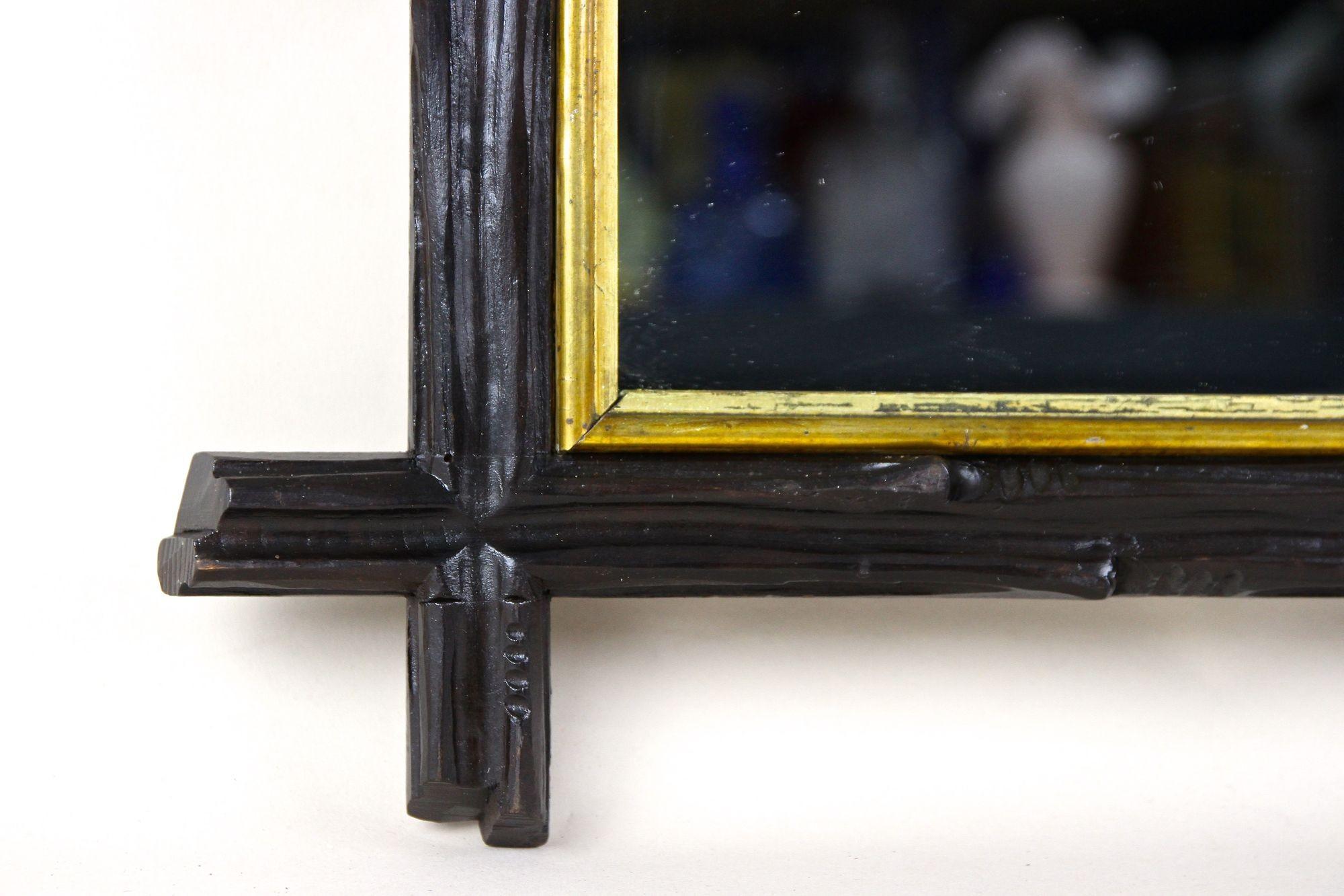 Specchio rustico Black Forest del XIX secolo, intagliato a mano, Germania, 1870 ca. in vendita 4