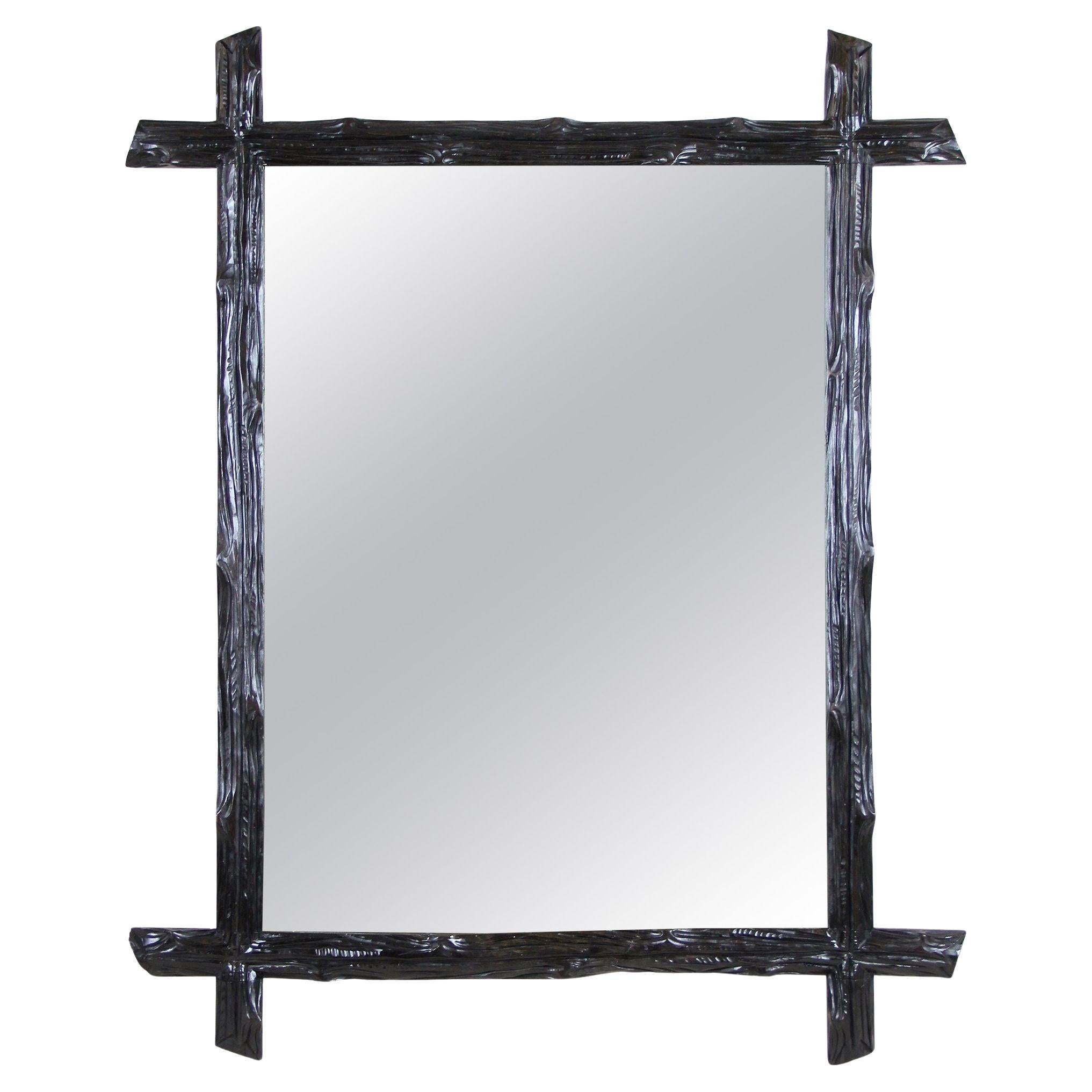 19th Century Black Forest Rustic Wall Mirror, Basswood, Austria, circa 1880