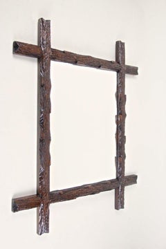 19th Century Black Forest Rustic Wall Mirror, Hand Carved, Austria, circa 1880