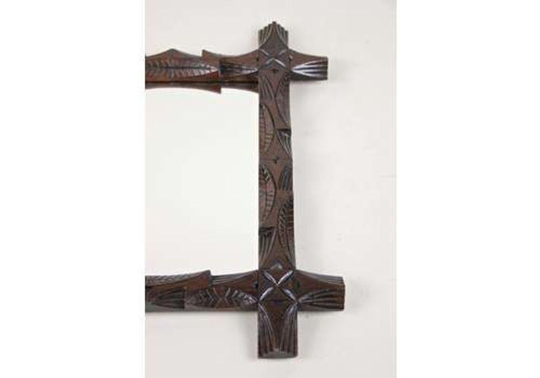 19th Century Black Forest Rustic Wall Mirror, Hand Carved, Austria circa 1890 For Sale 5