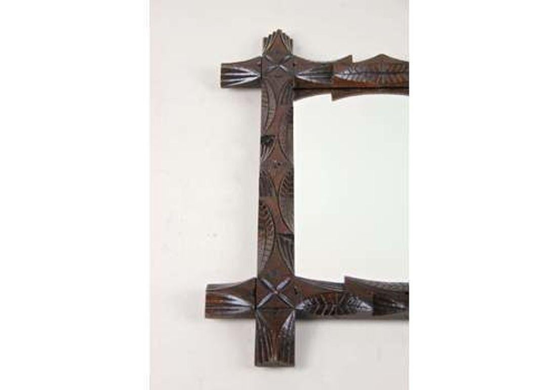 19th Century Black Forest Rustic Wall Mirror, Hand Carved, Austria circa 1890 For Sale 6