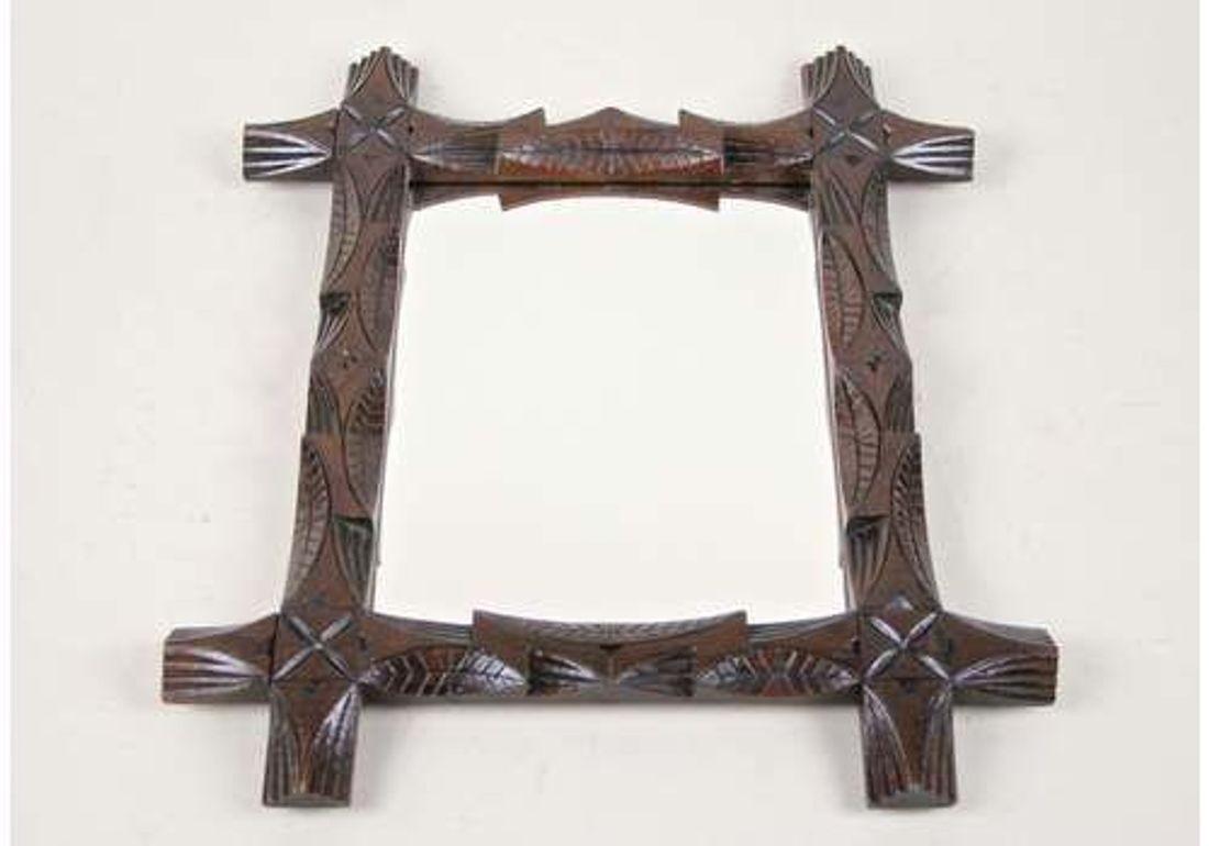 19th Century Black Forest Rustic Wall Mirror, Hand Carved, Austria circa 1890 For Sale 4
