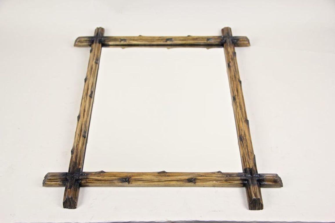 19th Century Black Forest Rustic Wall Mirror Light Brown, Austria, circa 1890 For Sale 4