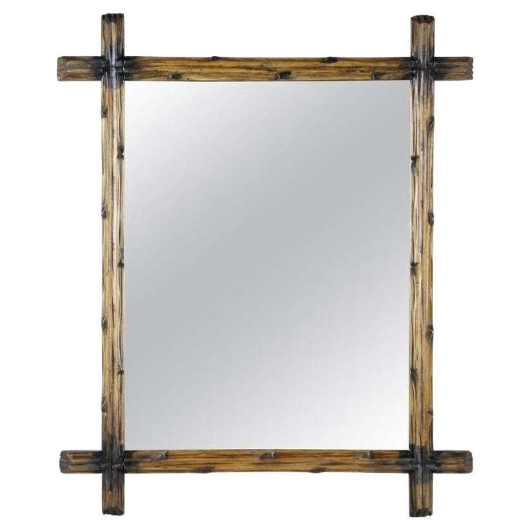19th Century Black Forest Rustic Wall Mirror Light Brown, Austria, circa 1890