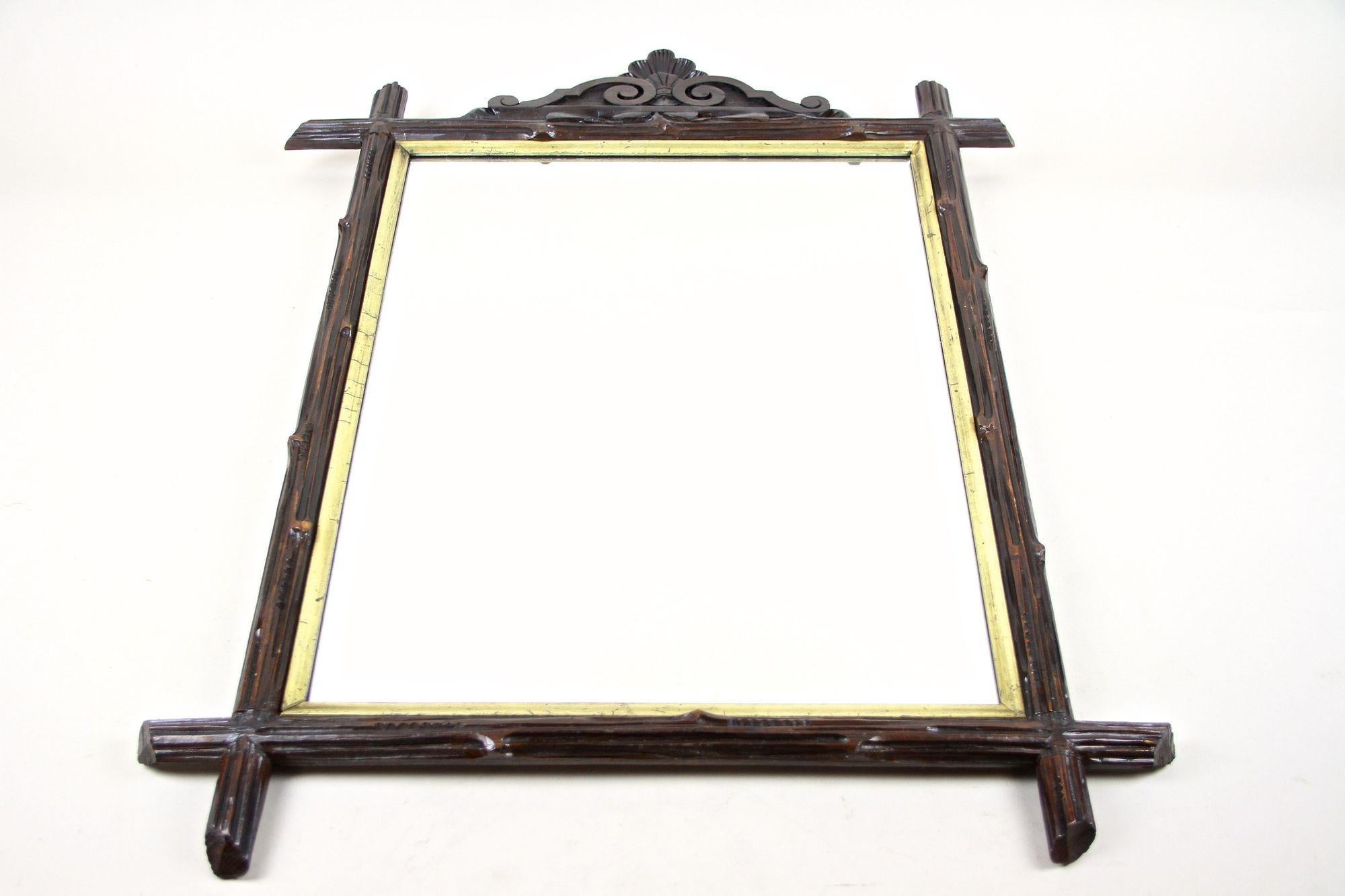 19th Century Black Forest Wall Mirror With Gilt Bars, Austria, ca. 1880 For Sale 6