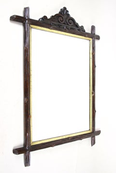 19th Century Black Forest Wall Mirror With Gilt Bars, Austria, ca. 1880