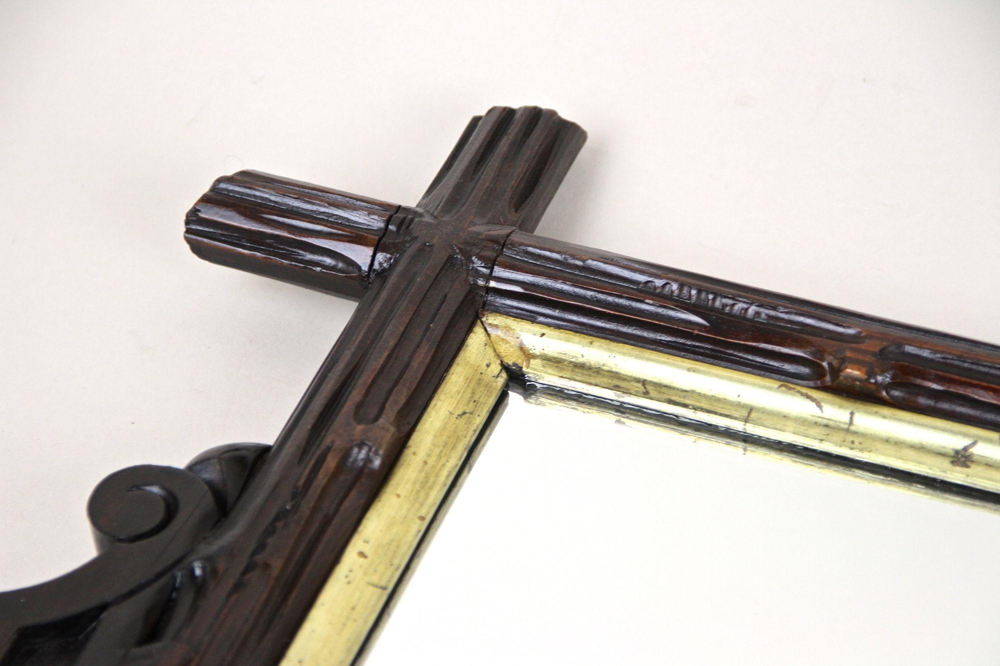 19th Century Black Forest Wall Mirror With Gilt Bars, Austria, ca. 1880 For Sale 5