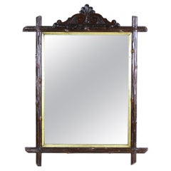 Antique 19th Century Black Forest Wall Mirror With Gilt Bars, Austria, ca. 1880