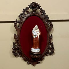 19th Century Black Forest Wall Shrine with St. Anthony of Padua & Jesus