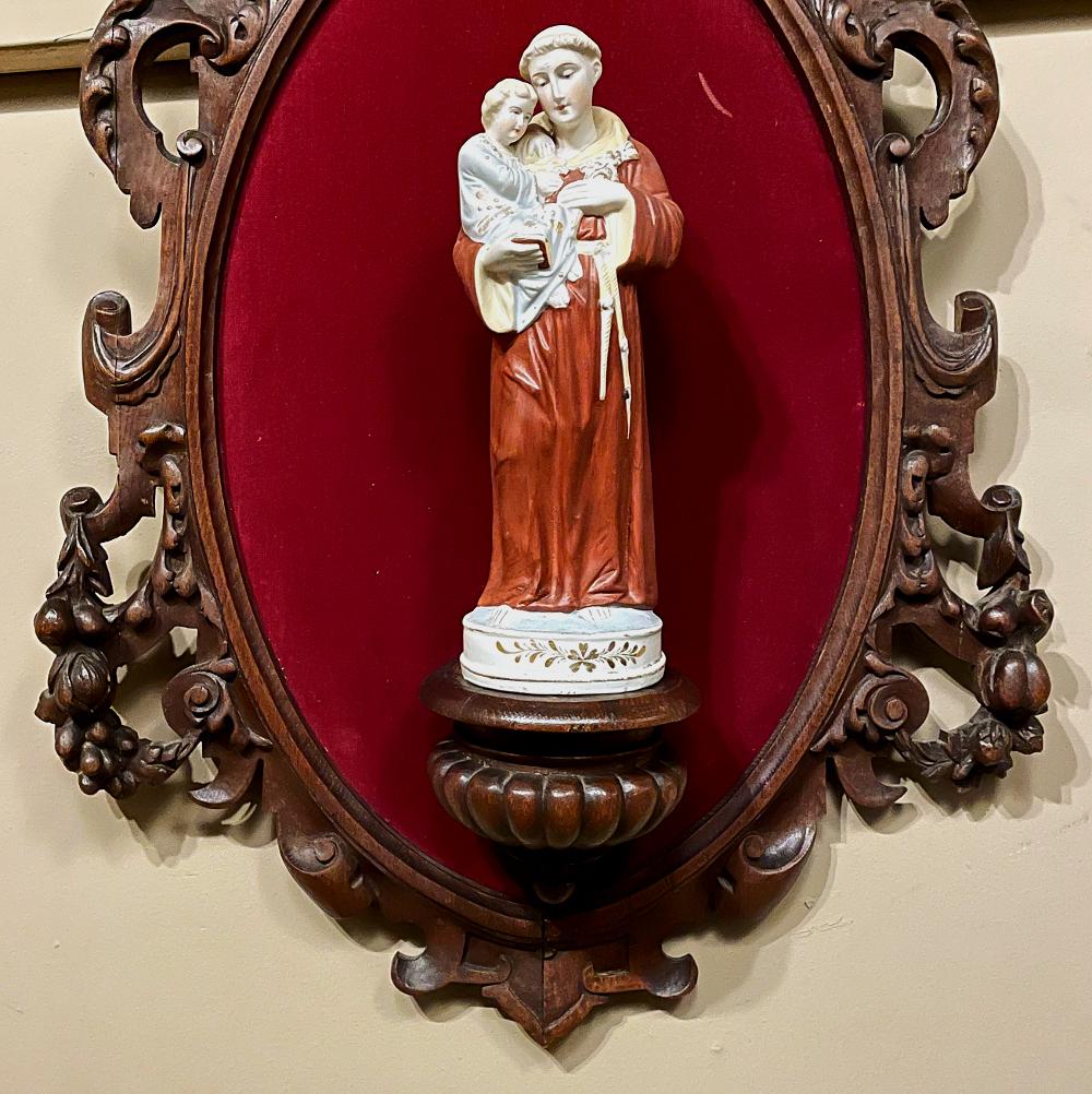 German 19th Century Black Forest Wall Shrine with St. Anthony of Padua & Jesus For Sale