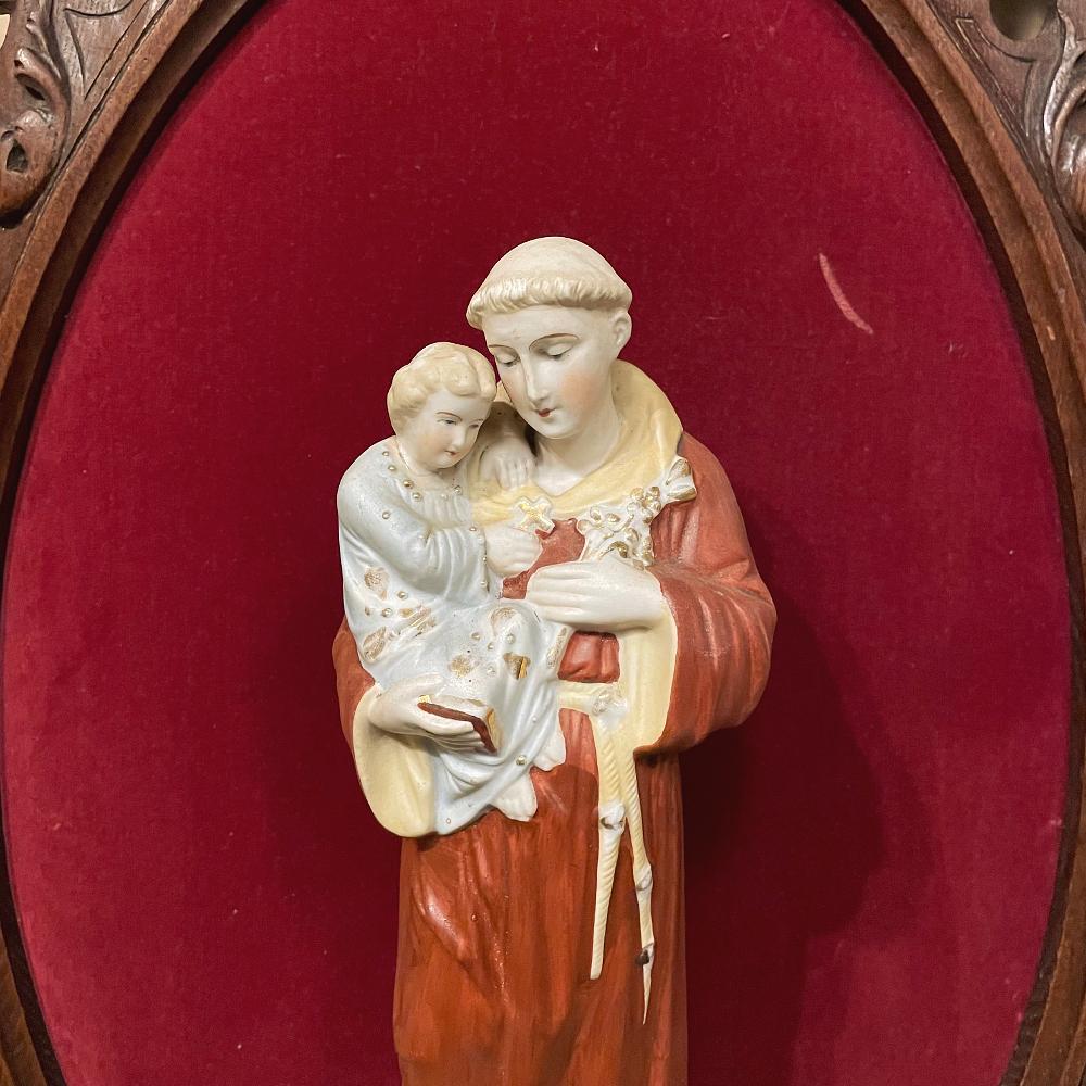 Late 19th Century 19th Century Black Forest Wall Shrine with St. Anthony of Padua & Jesus For Sale