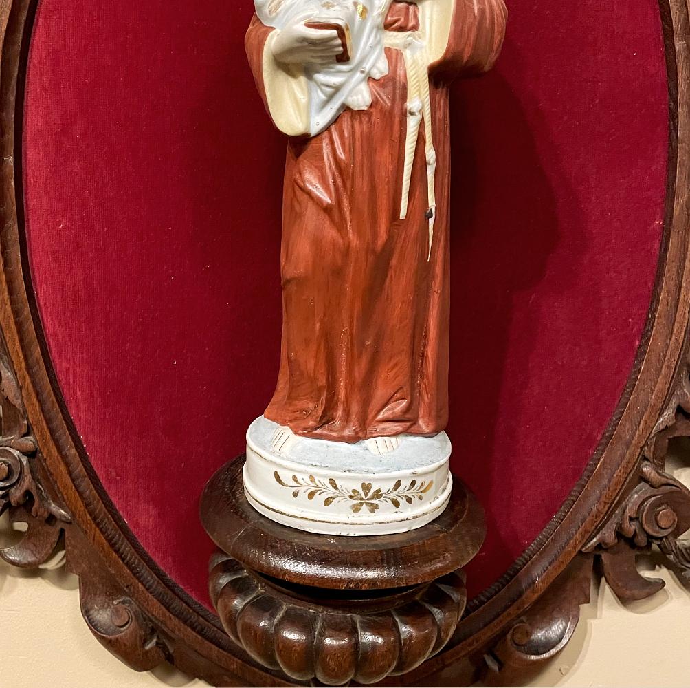 Porcelain 19th Century Black Forest Wall Shrine with St. Anthony of Padua & Jesus For Sale