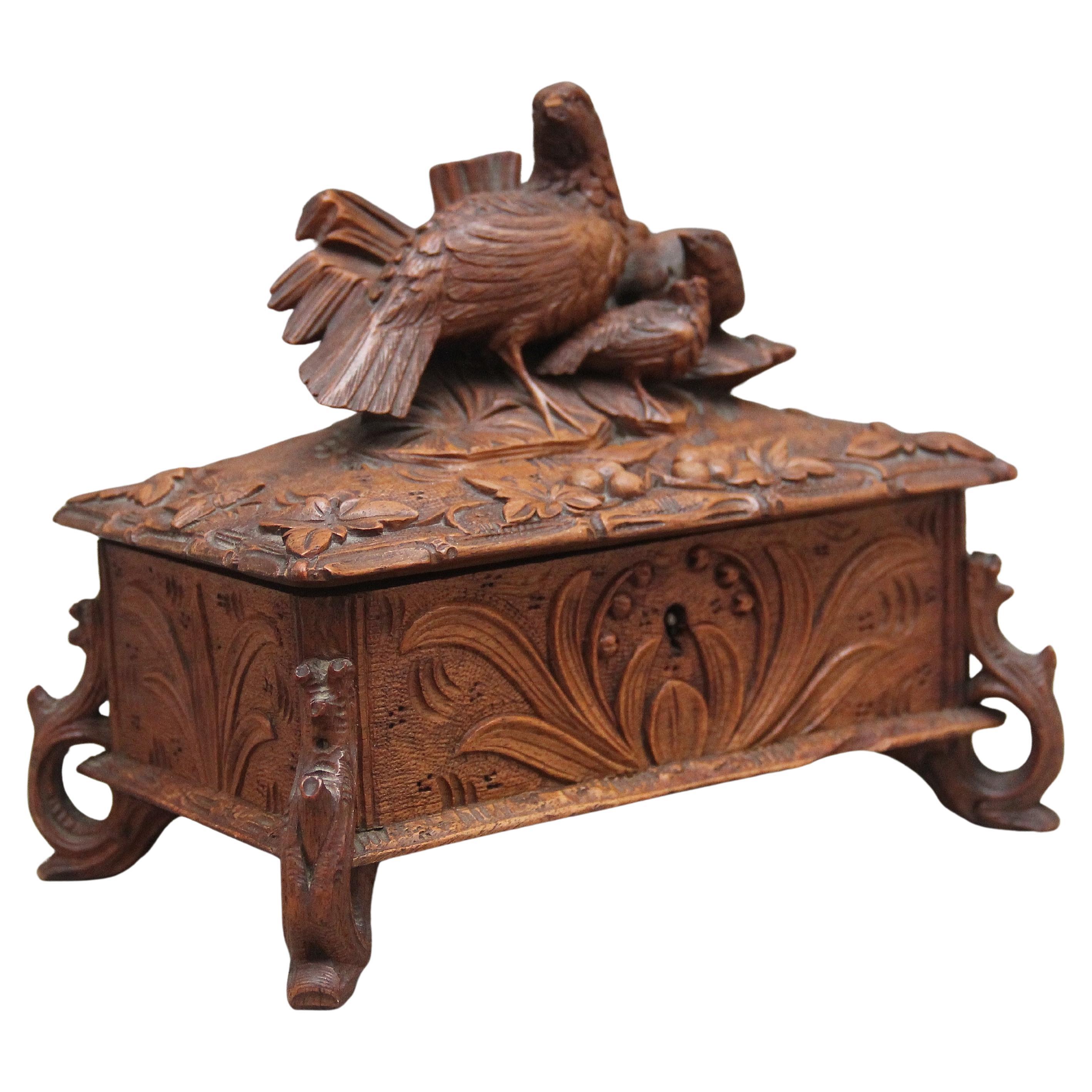 19th Century black forest walnut casket