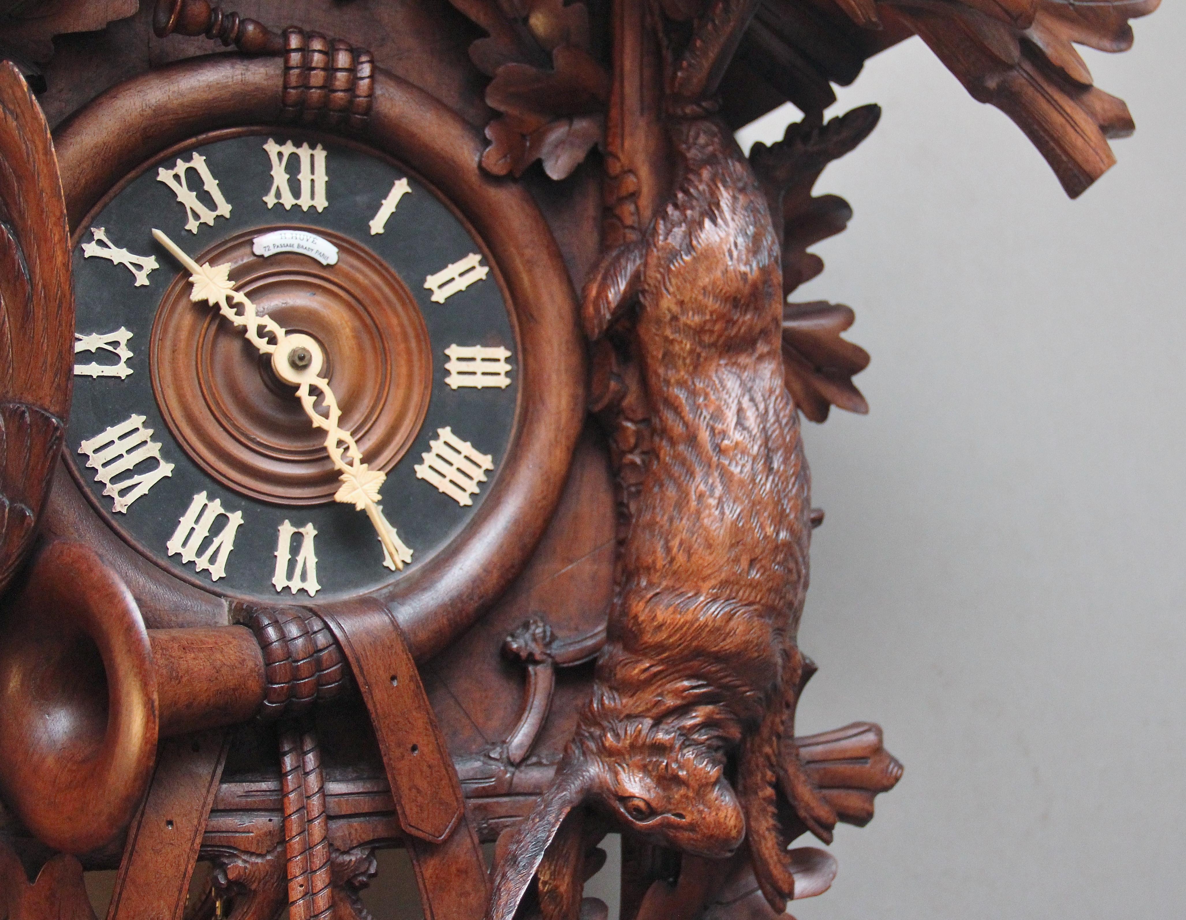 19th Century black forest walnut cuckoo clock For Sale 4