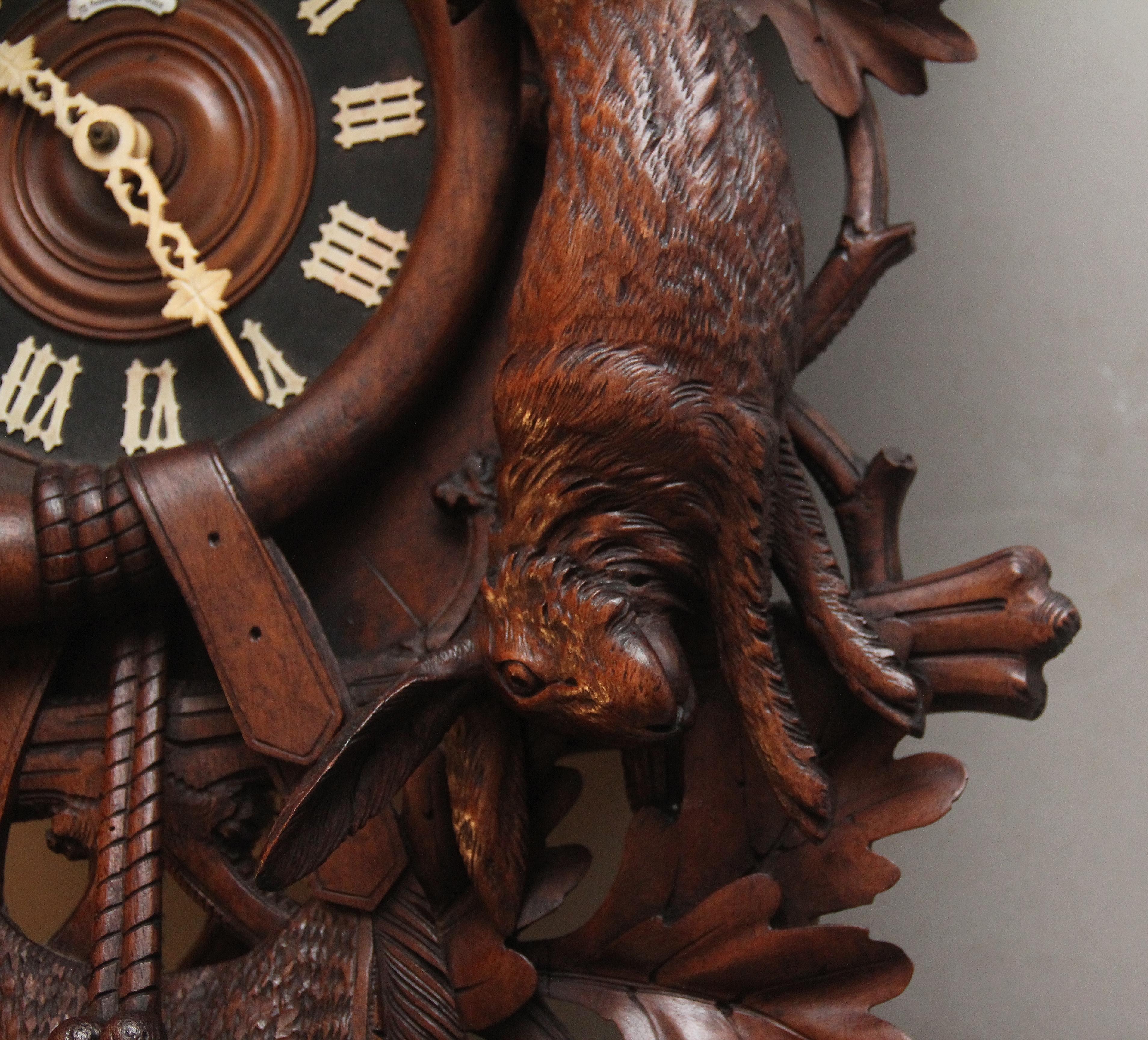 19th Century black forest walnut cuckoo clock For Sale 6