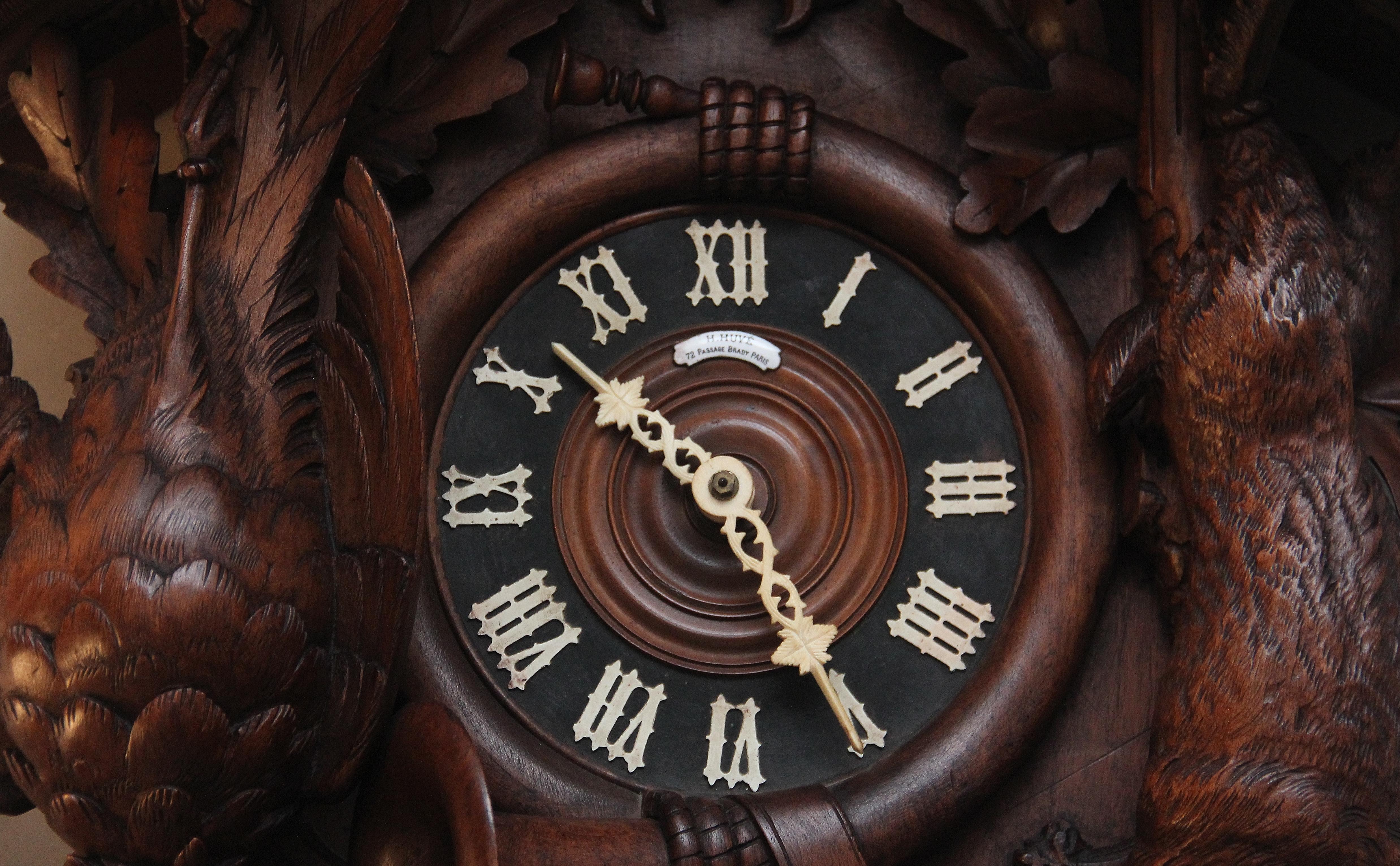 Black Forest 19th Century black forest walnut cuckoo clock For Sale