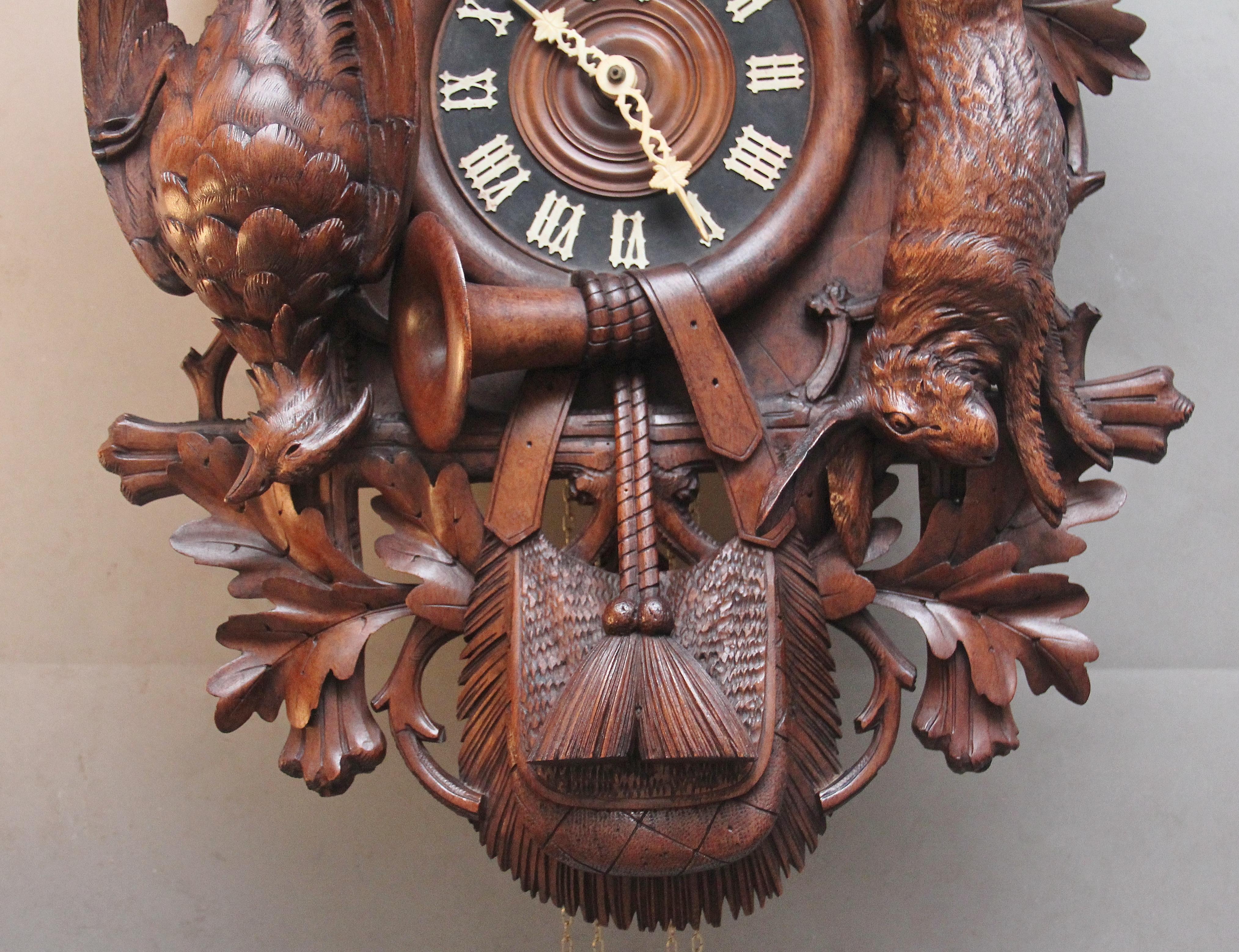 19th Century black forest walnut cuckoo clock For Sale 2